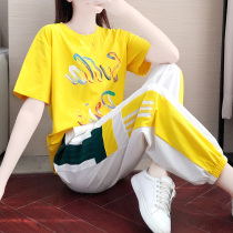 Sports set female 2021 summer new Korean version of loose trend fashion hip hop foreign style casual running two sets
