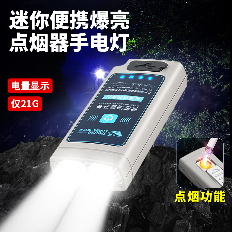 Multifunctional Strong Light Keychain Lamp, Tungsten Wire Lighter, Mini Portable Lighting Work Light, Flashlight with Cigarette Lighter