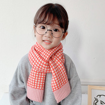 Childrens scarf winter baby warm boy knitted Plaid color wild wool Korean autumn and winter girl bib