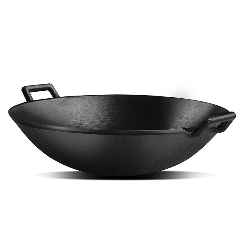Uncoated pig iron cast iron pot old-fashioned binaural household non-stick size frying pan traditional gas stove suitable for cooking pan