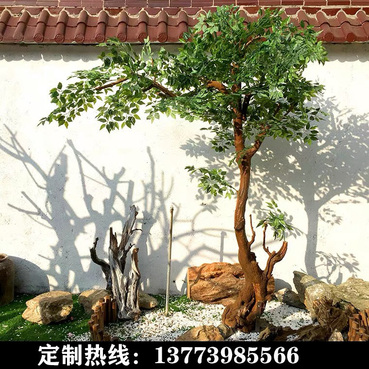 Simulation banyan tree green planting large plant hotel indoor living room decoration Xu May happy tree Nordic wind fake tree building