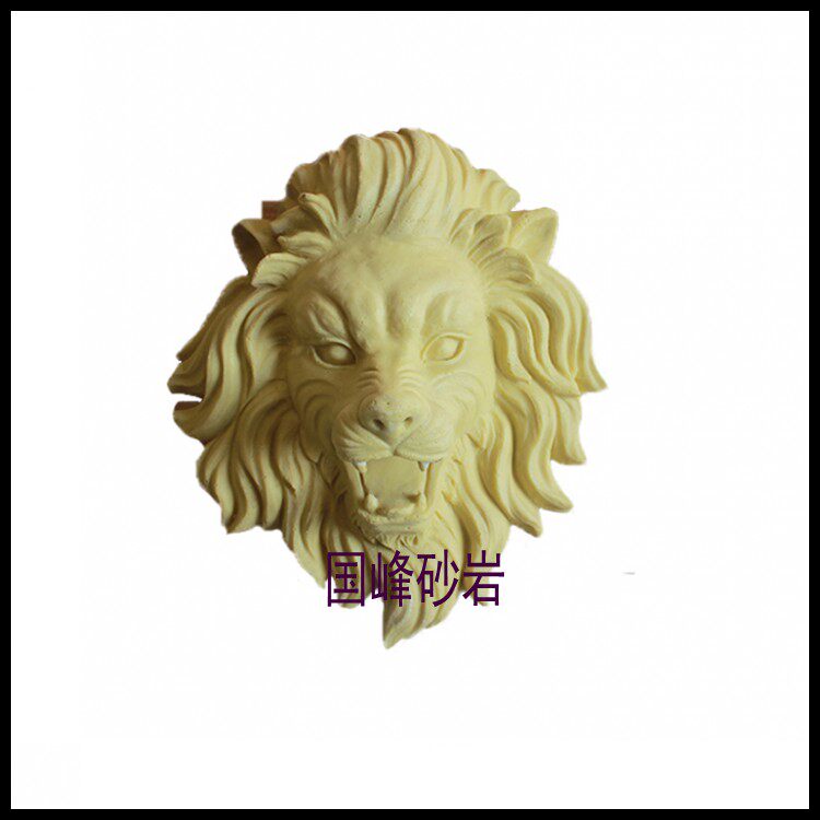 Artificial Sandstone Fiberglass Embossed Lions Heads Spray Sculpture Hotel Villa Clubhouse Furnishing Materials Pendant