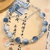 Xiaohongshu Blue and White Porcelain Color Scheme Ancient Style Butterfly Tassel Bracelet for Women Niche Design Chinese Style Peace and Fortune Pendant