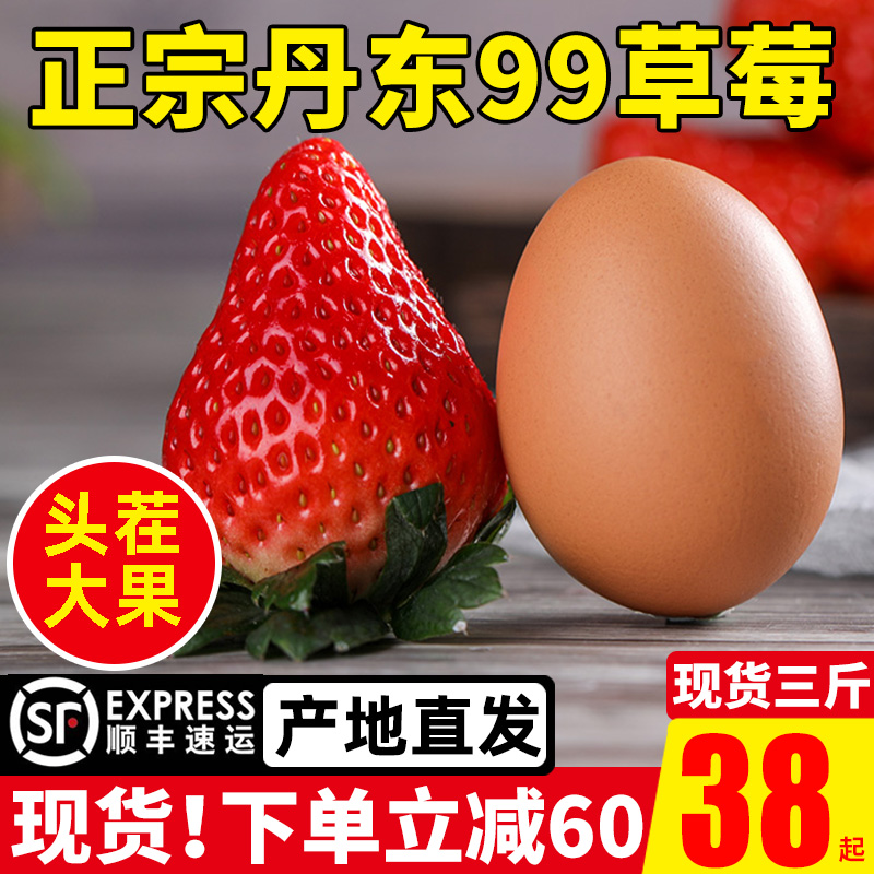 珍莓好 辽宁丹东99草莓 大果3斤 双重优惠折后￥115顺丰包邮 中小果￥108