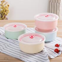 Ceramic instant noodle bowl with lid Household soup bowl chopsticks Student dormitory cute large eating bowl tableware lunch box 