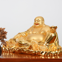 Pure copper paste gold wide body Maitreya Buddha Bodhisattva belly laughing Buddha future Buddha cloth bag monk Buddha statue home ornaments