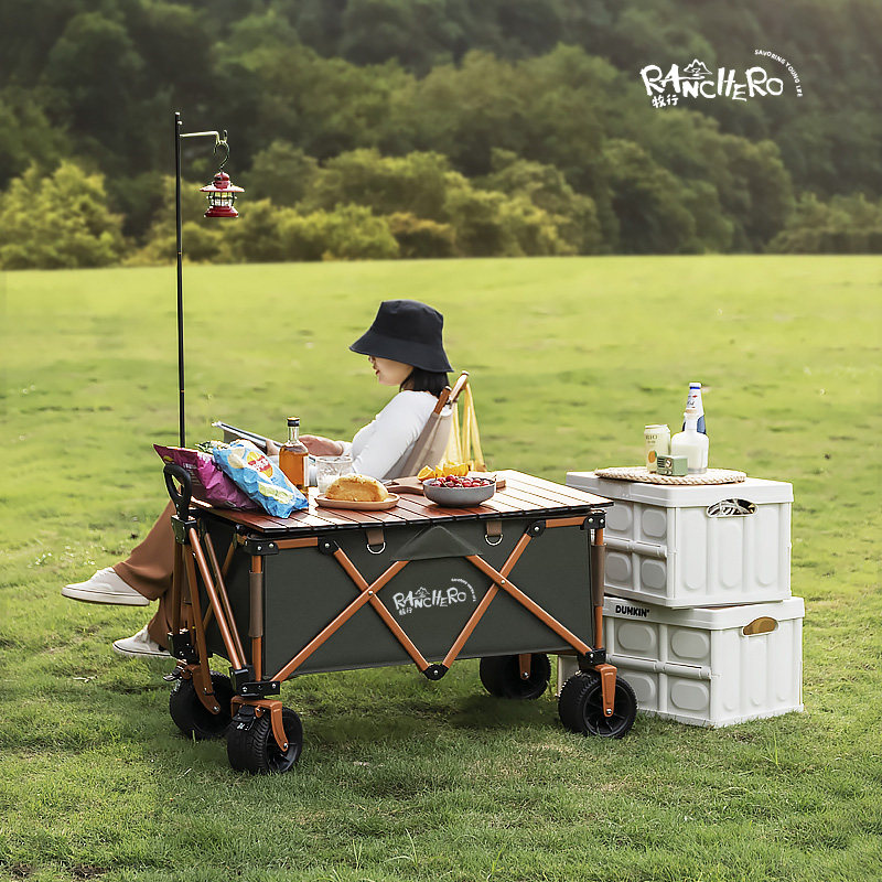 Pastoral Outdoor Folding Camper Truck Camper Trolley Portable Picnic Camper Trailer Foldable Trailer Pull Cart