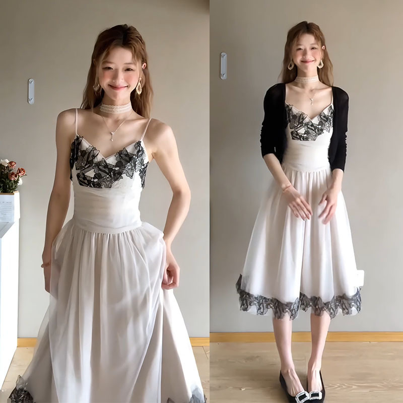 Summer Trendy Instagram-Style Artistic Layered Camisole Dress for Women, Light Luxury High-End Mid-Length Dress
