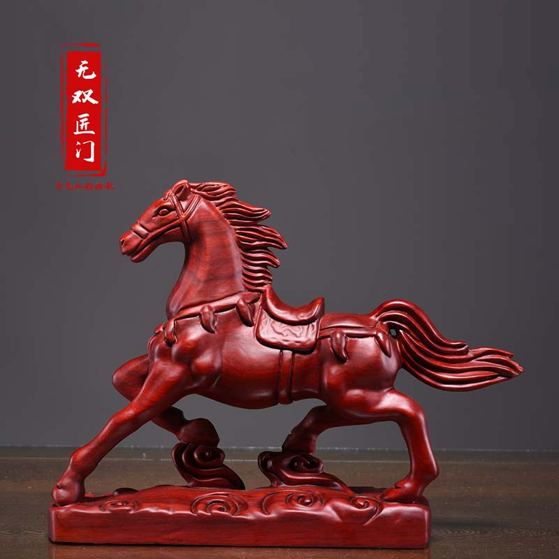 赤色木製馬彫刻 約30cm x 20cm Amazon.co.jp: 置き物 赤 馬のモデル 馬の置物 30cm 中国の馬の