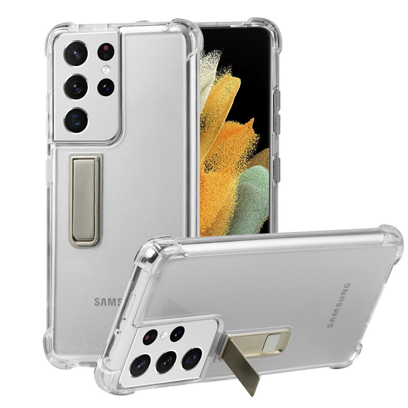 Suitable for Samsung S21 Phone Case 5g with Stand, S21 Plus Protective Cover, Ultra Curved Surface, S21 Silicone Anti-Drop, Anti-Collision Airbag, Female S21U Soft Case, Personalized High-End Ultra-Thin Transparent Male