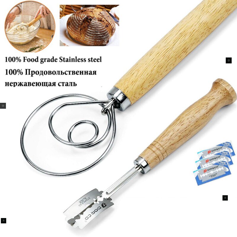 Scoring-Tool Whisk Dough Artisan Bread-Lame Danish Stainless