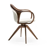 Очаровательный модный Нора, новый китайский стиль, итальянский высококачественный ореховый цвет, вращающийся стул из цельной древесины, кожаный книжный стул, скандинавский чайный стул, чайный стул