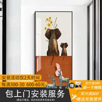 Modern brief Xuan Xuan Guan Guan Decoration Painting Entrance Wall Corridor Aisle Hanging Painting Creative Inlaid Drilling Crystal Porcelain Painting Light Extravagant Mural Painting