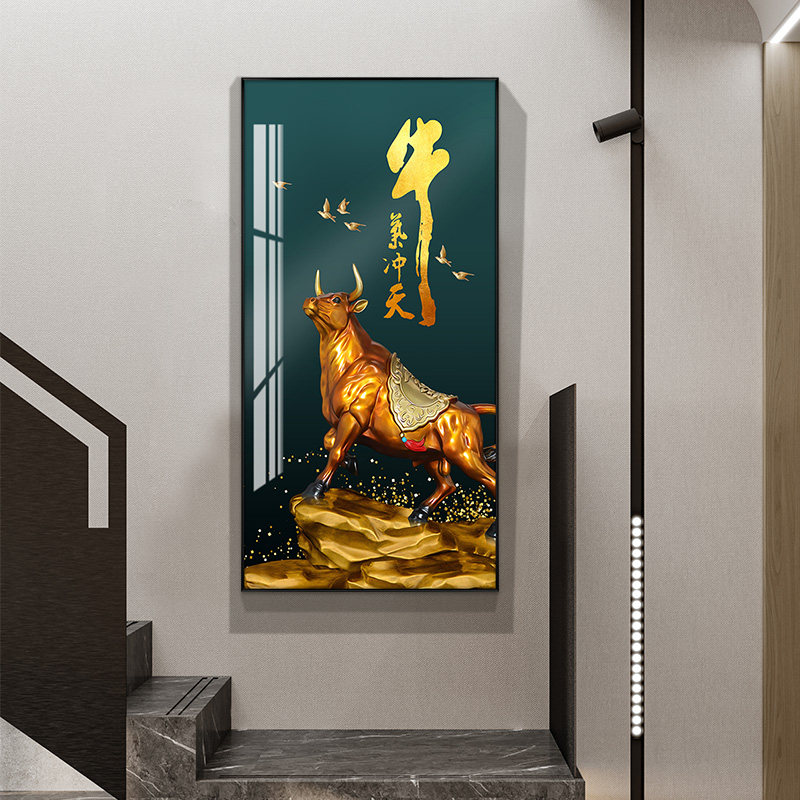 Portrait decoration painting into the modern minimal fresco light luxury corridor vertical plate into the door crystal painting