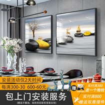 Restaurant decoration painting stone to run dining room dining room table hanging drawing room sofa Background wall fresco inlaid with crystal porcelain painting
