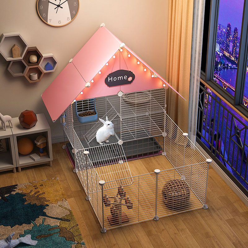Rabbit cage household rabbit wind pet extra-large fence automatic dung cleaning large rabbit Nest Villa small Castle