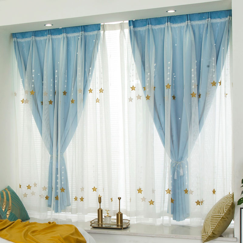 Free Punch Mounting Mesh Red Glued Rail Bedroom Floating Window Modern Minimalist Children's House Girl Princess Hook Style Little Short Curtain-Taobao