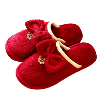 Wedding slippers festive red pair brides dowry high-end cotton slippers wedding couples shoes wedding supplies