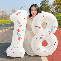 Net Red Ins Wind 40 Inch White Aluminum Film Digital Balloon Custom Baby Birthday Decoration Scene Placement 3d Balloon