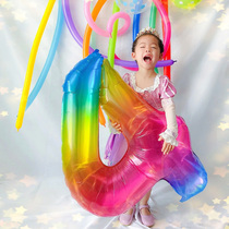 Mega 40 Inch Aluminum Film Digital Balloon Korea Ins Rainbow Gradient Jelly Children Birthday Decoration Arrangement Props