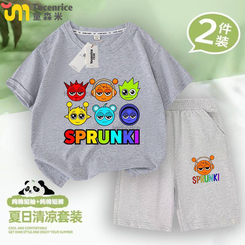 儿童潮流穿搭天花板!Sprunki短袖短裤套装,学生党必备潮款🔥-儿童套装加工定制-淘宝百科网