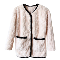 秋冬女士睡衣法兰绒外套上衣简约加厚保暖开衫珊瑚绒家居服可外穿