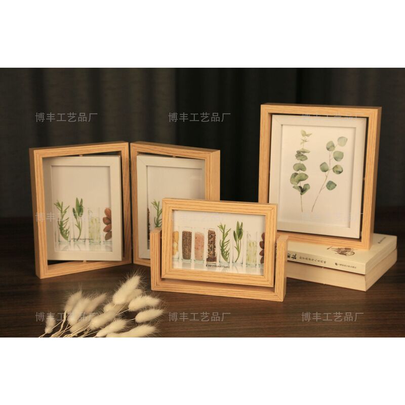 Double-Fold Double-Sided Rotating Photo Frame for Bedroom, Living Room Decoration, Office Desktop Ornament, Gift