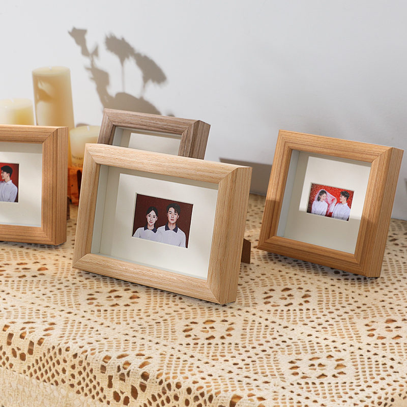 Minimalist creative solid wood wedding registration camera frame swing table 6 inch 6-8 documents wedding photo wash photo made into photo frame