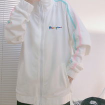 2021 new fall thin section loose Korean version white sweatshirt suit female cardiovert couple coat tide