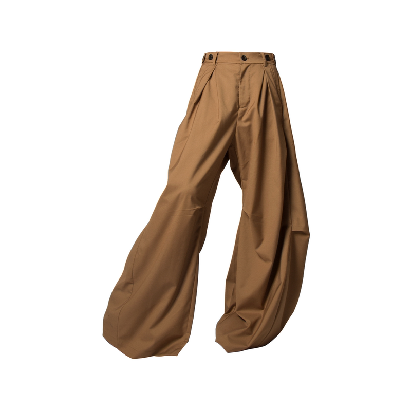 Relabel Three-Dimensional Structure (Line and Angle) Horizontal and Vertical Combination Pleated Drape Loose Scimitar Silhouette Trousers
