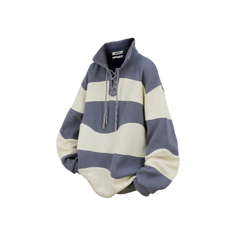 Relabel ('Label') Ethnic Wave Pattern Color-Blocked Rope Material Patchwork Pullover Sweater Knitwear