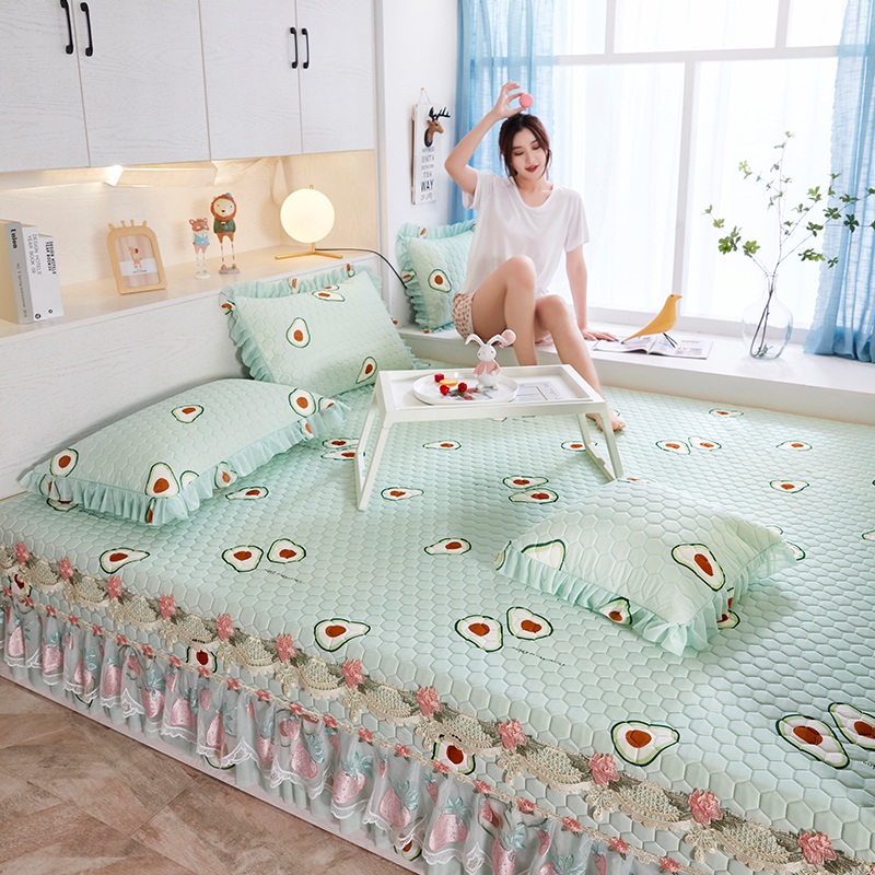 New four seasons universal latex tatami mat bed cover three-piece set sheet quilted kang cover high-grade non-slip custom