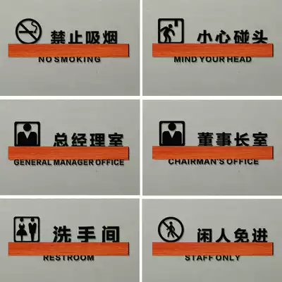 Acrylic toilet powder room Men's and women's toilet door number customization No smoking Please do not smoke Carefully Slide There is monitoring in the room Be careful to meet idlers Free of entry Please go to the second floor logo sign door number
