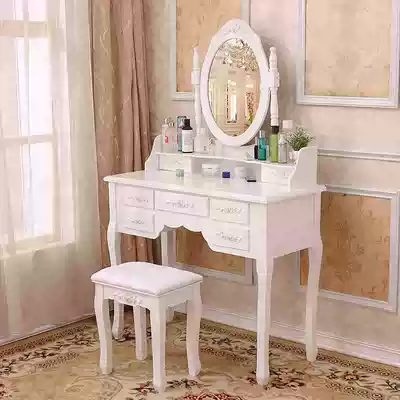 European bedroom simple modern solid wood economy Princess dressing table White small apartment mini makeup table
