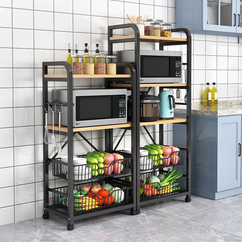 Kitchen dish basket shelf landing microwave oven storage frame multi-layer removable fruit and vegetable collection rack