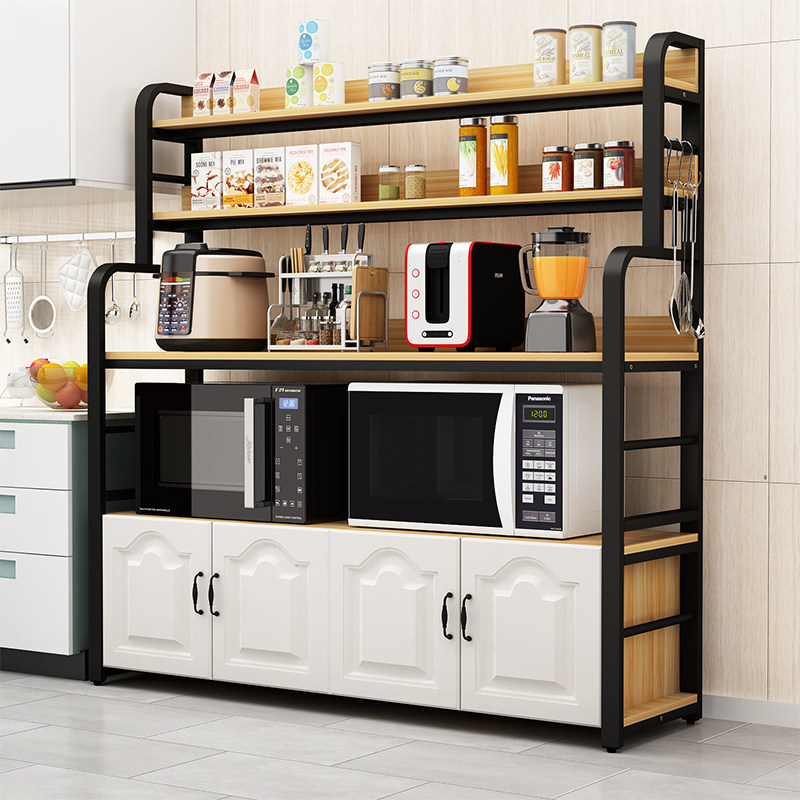 Kitchen Shelving Floor Type Multilayer Containing Cabinet Vegetable table noodles Home Microwave oven Oven Dishes sauces Saucer Racks