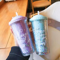 ina wind cute straw water cup female summer high value soft children Net Red student Korean version