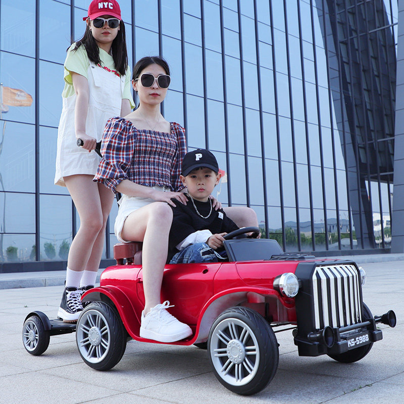 Children's electric car can be remote-controlled four-wheeled can sit on adult male and female baby toy car parent-child interaction baby stroller