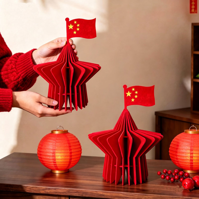 National Day Decorative Tabletop Ornaments Five-Pointed Star Table Display for Shopping Mall Store Festive Atmosphere Front Desk Bar Counter Window Decoration