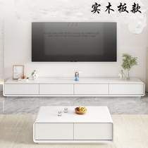 TV cabinet white modern minimalist small apartment living room coffee table TV cabinet combination Nordic solid wood multi-layer TV cabinet