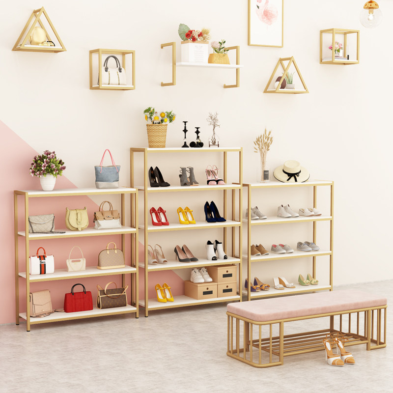 Shoe store shoe rack display rack multi-layer commercial floor clothing children's shoe store creative manicure cosmetics golden bag shelf