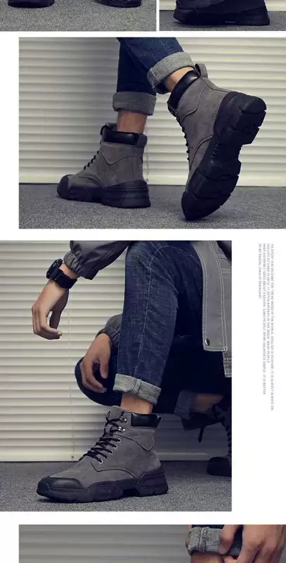 Martin boots nam mùa thu Phiên bản hàn quốc của giày cao cổ Anh công cụ giày nam mid-top giày bình thường giày tuyết quân đội giày hợp thời trang - Giày ống