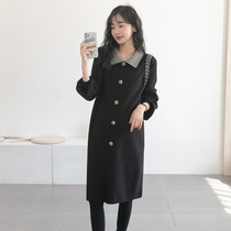 Spring and Autumn New Maternity Skirt Korean Fashion Houndstooth Lapel Sweater Skirt
