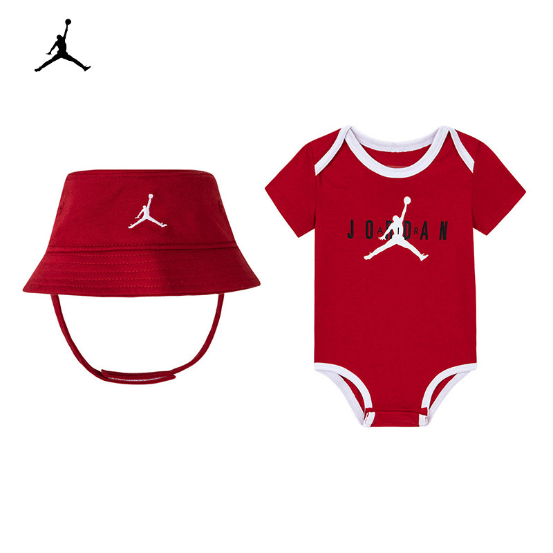 Jordan Nike Baby Full-Month Red Romper Jumpsuit Summer Children's Crawling Clothes Newborn Clothes