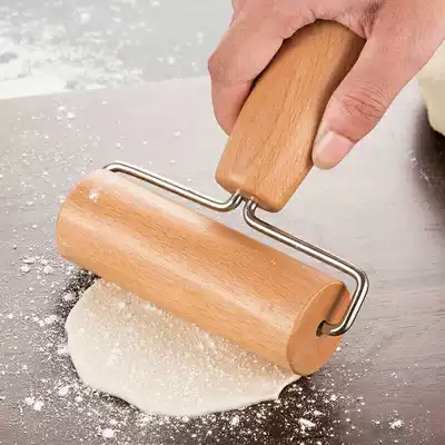 Wooden handle roller silicone rolling dough stick solid wood handle noodle stick dough pizza candy pizza candy crisp cake dry use