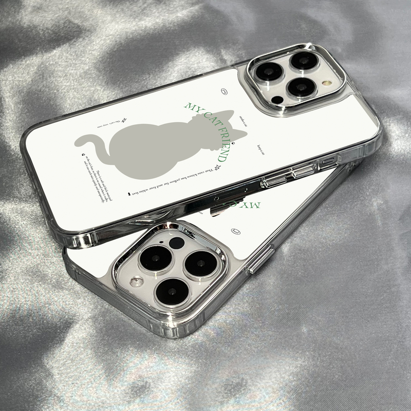 Suitable for Apple 17 Pro Max Phone Case with Mirror Back, Cat Design, New Trendy Case, High-End Feel, for Men and Women, Xs, Xr, Silicone, Anti-Drop, 11/12 Pro, 13, iPhone 15, Soft, 16