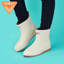 Female Rain Boots Natural Rubber Chelsea Short Barrel Matt Casual Fashion Short Boots Waterproof Shoes Women Anti Slip Rain Shoes Female