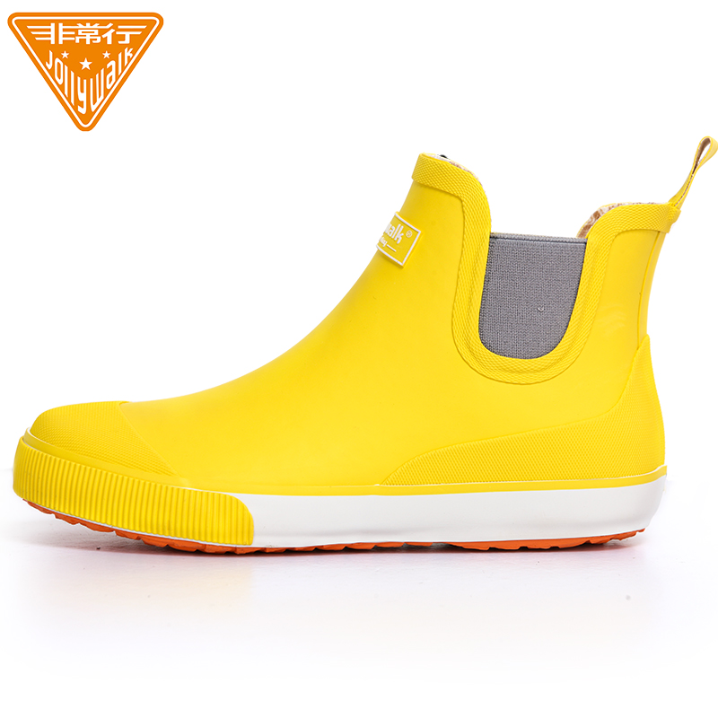 Yellowma'am Rubber shoes waterproof non-slip Low Gang fashion wear-resisting rubber Boots Rain shoes female tide Water shoes female Short tube Overshoes