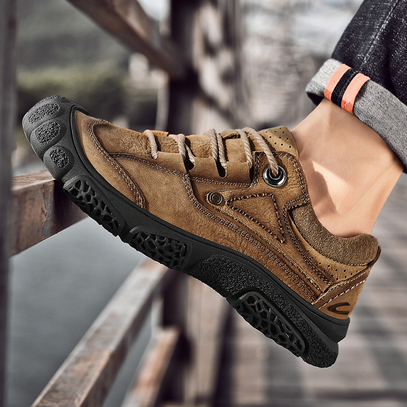 German camel dynamic outdoor low-top non-slip casual shoes men's leather soft bottom breathable hiking hiking shoes dad shoes