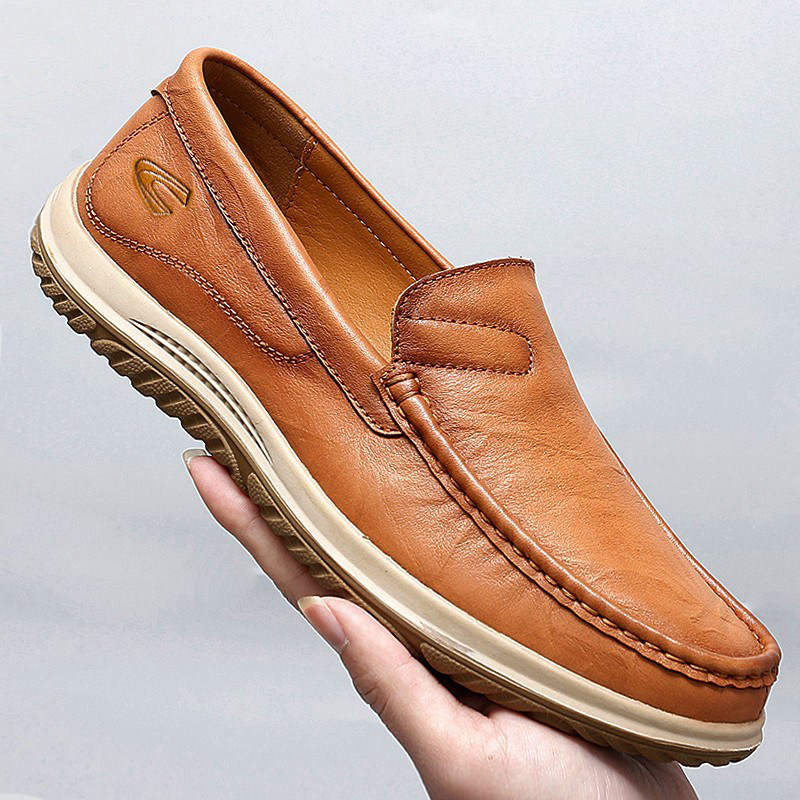 German camel dynamic men's shoes 2023 new fall bean-bean shoes genuine leather a foot pedal lazy person driving casual leather shoes-Taobao